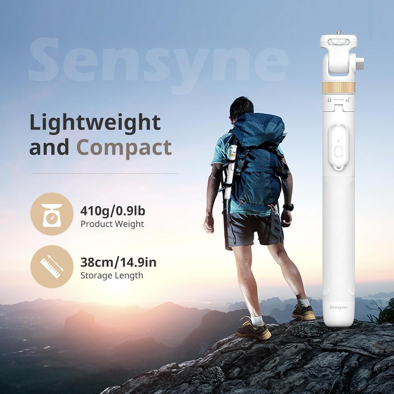 Sensyne حامل ثلاثي القوائم للهاتف 72 بوصة، قابل للتمديد لجهاز iPhone وعصا السيلفي مع حامل هاتف قابل للفصل وجهاز تحكم عن بعد لاسلكي، متوافق مع جميع الهواتف المحمولة والكاميرات (أبيض) - Image 5